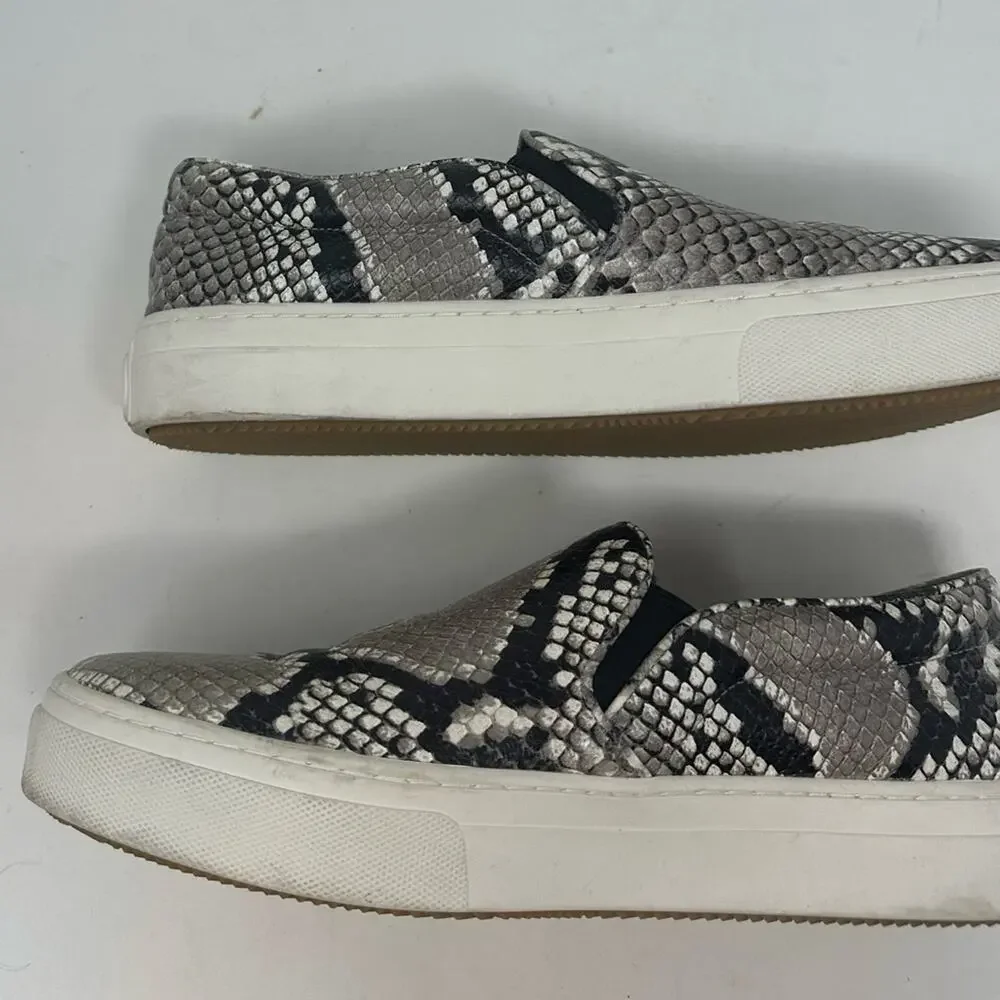 Tory Burch Women's Slip On Sneakers Roccia Print Leather Snakeskin Size 8
